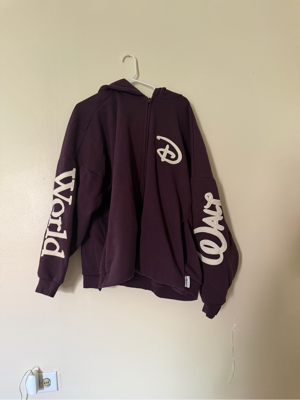 Disney adult deep purple Full-Zip Hoodie with White Script